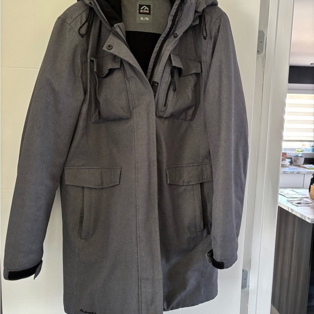 Gray Hooded Parka Coat